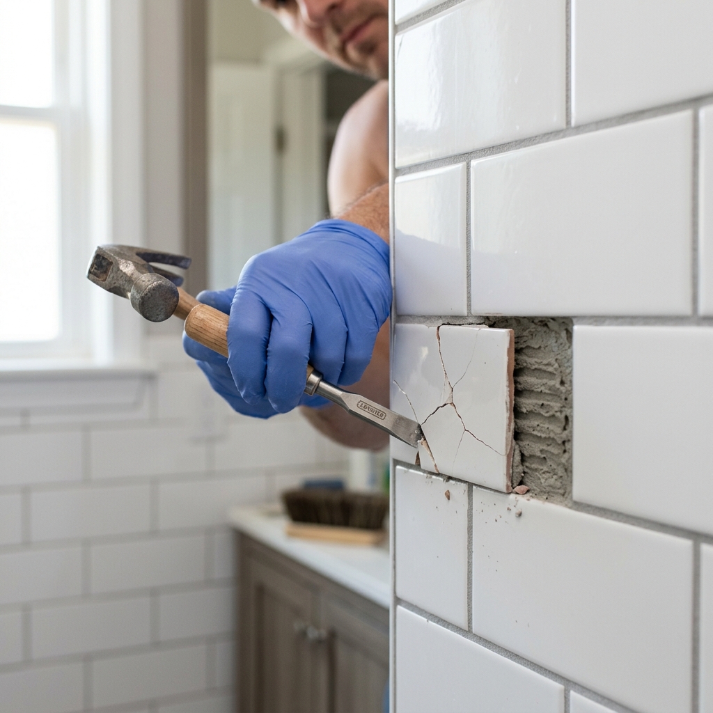 Reparación de un azulejo cerámico roto