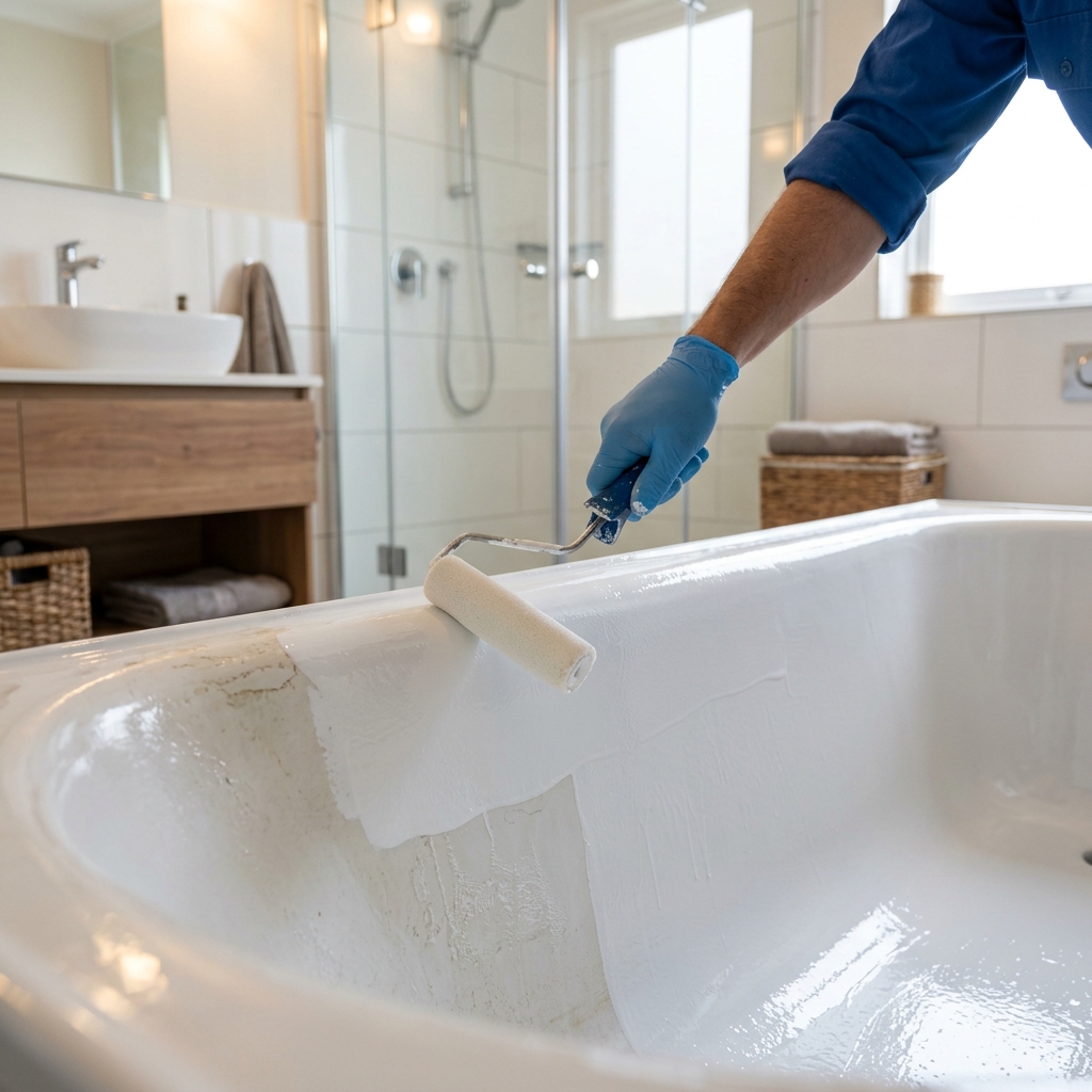 Bañera pintada con esmalte cerámico brillante